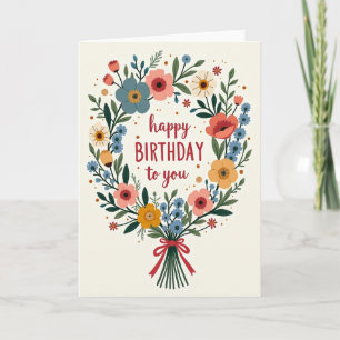 Carte d'anniversaire illustrée botanique