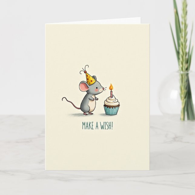 Carte d'anniversaire illustrée de souris (Devant)