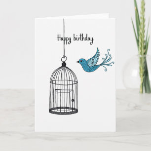 Carte d'anniversaire Illustrée d'Oiseau Joyeux
