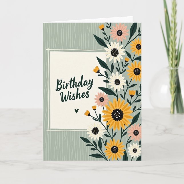 Carte d'anniversaire illustrée élégante (Devant)