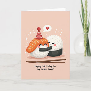 Carte d'anniversaire illustrée Sushi Sweet
