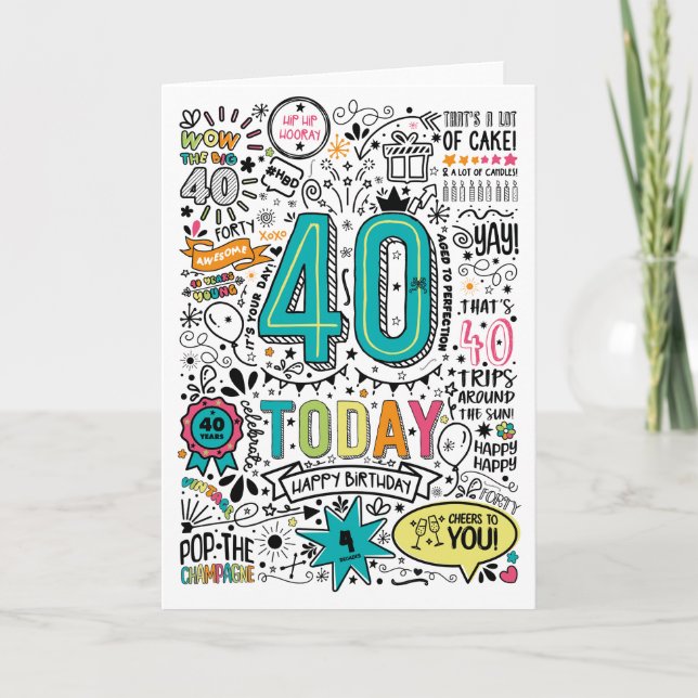 Carte d'anniversaire imprimable pour les 40 ans (Devant)