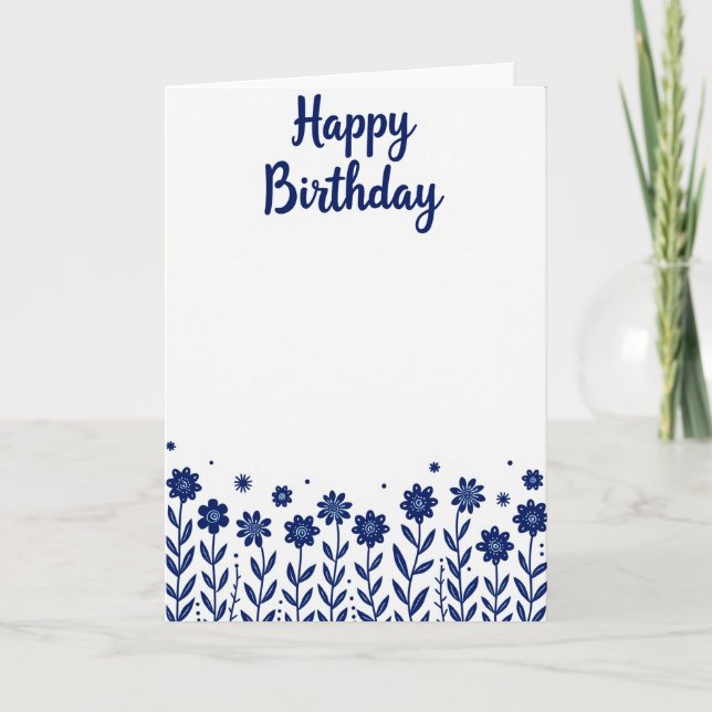 Carte d'anniversaire Indigo Floral (Devant)