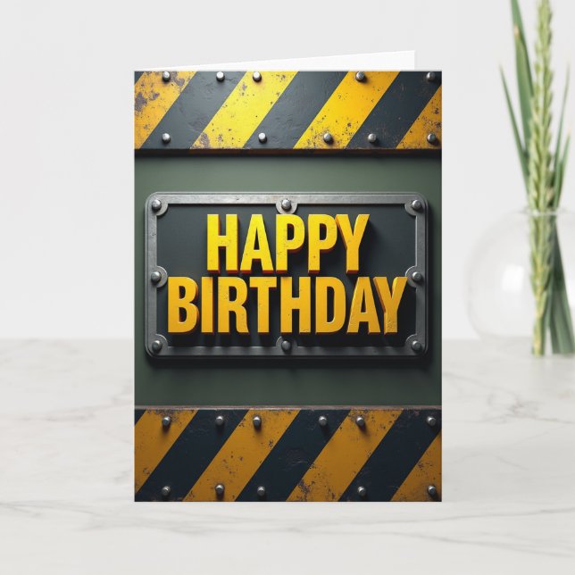 Carte d'anniversaire industrielle audacieuse (Devant)