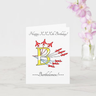 Carte d'anniversaire initiale B pour avions à réac