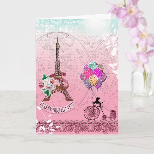 Carte d'anniversaire inspirée de Paris (Orchidée)