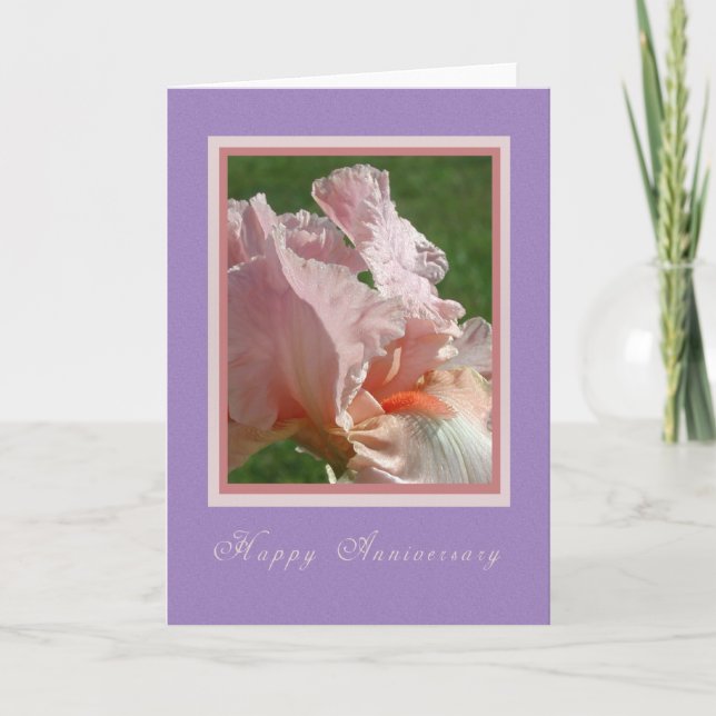 Carte d'anniversaire Iris pêche (Devant)