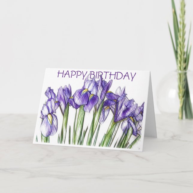 Carte d'anniversaire Irises (vide) (Devant)
