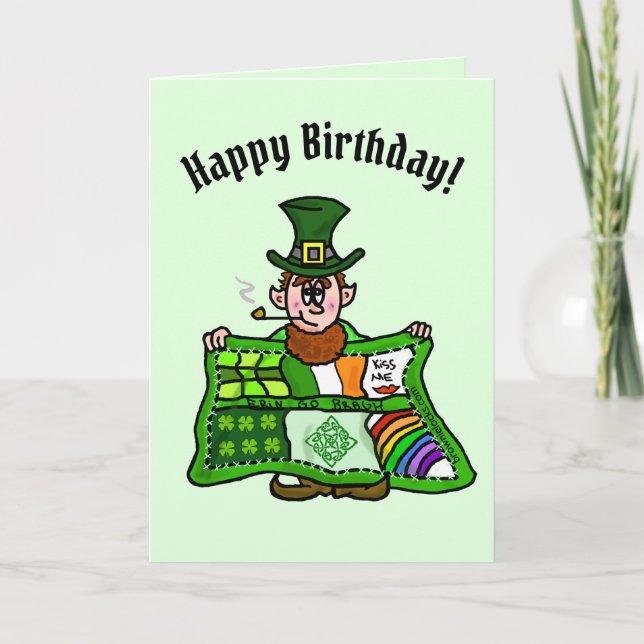 Carte d'anniversaire Irish Quilt & Leprechaun (Devant)