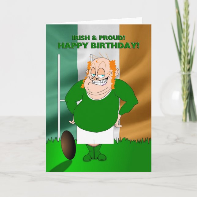 Carte d'anniversaire irlandaise et fière de rugby (Devant)