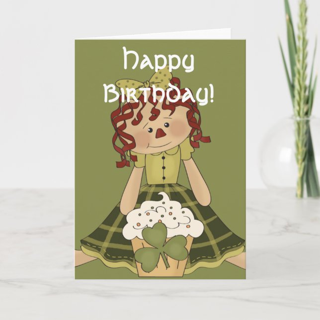Carte d'anniversaire irlandaise RagDoll d1 joyeuse (Devant)