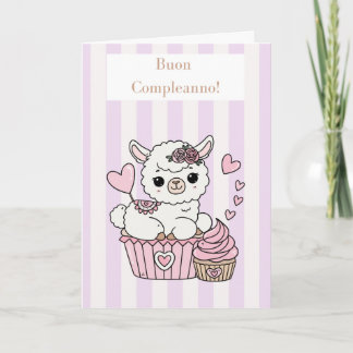 Carte d'anniversaire italienne fille lama