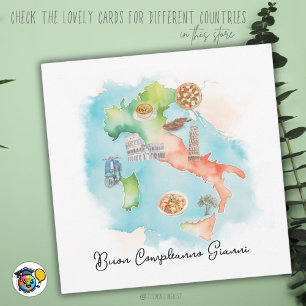 Carte d'Anniversaire Italienne Heureuse, Carte Buo