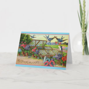 Carte d'anniversaire italienne vintage Sinceri Aug