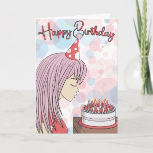 Carte d'anniversaire japonaise Anime Girl