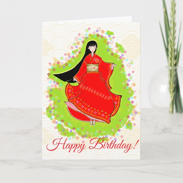 Carte d'anniversaire japonaise Maiko (Devant)