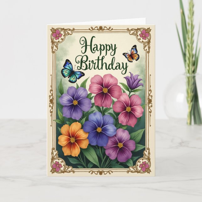 Carte d'anniversaire Jardin ailé (Devant)