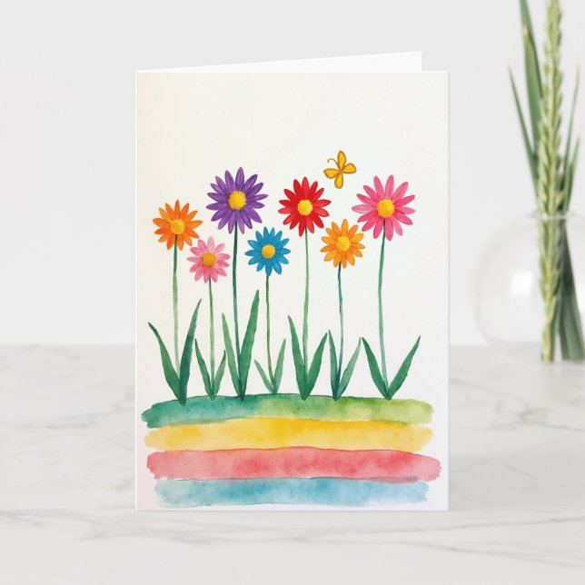 Carte d'anniversaire Jardin Coloré (Devant)