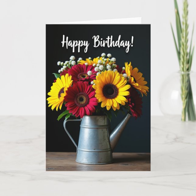 Carte d'anniversaire jaune cramoisi (Devant)