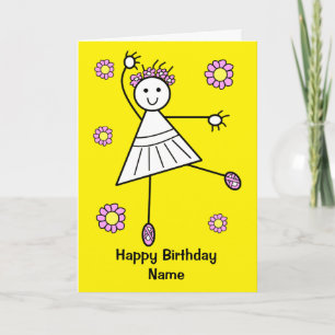 Carte d'anniversaire Jaune Danseuse de ballet fill