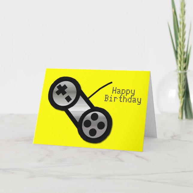 Carte d'anniversaire jaune de jeu de Vidoe (Devant)