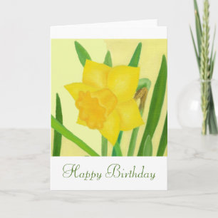 Carte d'anniversaire jaune de jonquille
