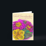 Carte d'anniversaire jaune de l'arrière grand-mère<br><div class="desc">Personnalisez cette carte de beaux-arts pour qu'un contact spécial supplémentaire satisfasse à vos exigences. Cette jolie carte lit : "À un cher arrière grand-mère sur votre quatre-vingt-quinzième anniversaire". Carte d'anniversaire conçue exclusivement d'une peinture pour aquarelle originale par Sarah Trett.</div>