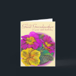 Carte d'anniversaire jaune de l'arrière grand-mère<br><div class="desc">Personnalisez cette carte de beaux-arts pour qu'un contact spécial supplémentaire satisfasse à vos exigences. Cette jolie carte lit : "À un cher arrière grand-mère sur votre quatre-vingt-quinzième anniversaire". Carte d'anniversaire conçue exclusivement d'une peinture pour aquarelle originale par Sarah Trett.</div>