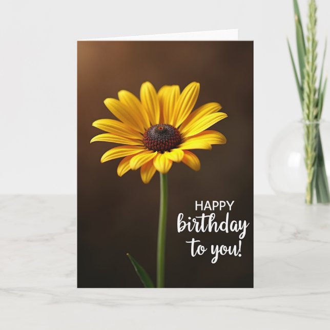 Carte d'anniversaire jaune élégant (Devant)