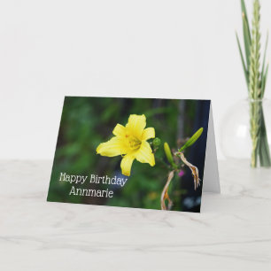 Carte d'anniversaire Jaune Jaune Élégante Fleur