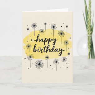 Carte d'anniversaire jaune peinte