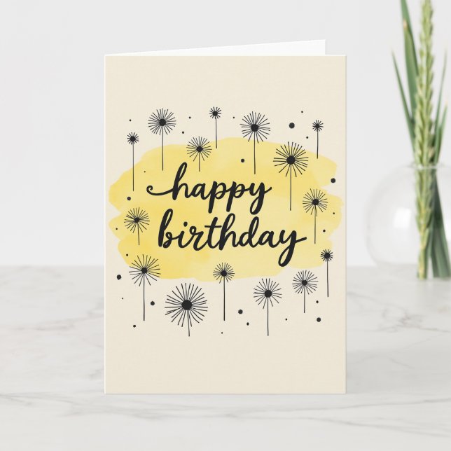 Carte d'anniversaire jaune peinte (Devant)