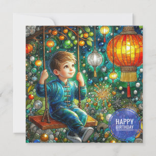CARTE D'ANNIVERSAIRE ~ Jeune garçon content ~