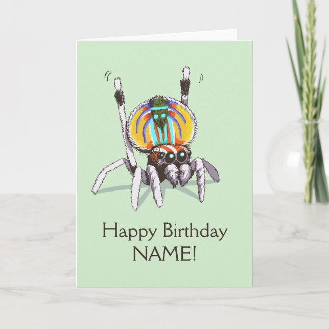 Carte d'anniversaire joli Peacock Spider Customisé (Devant)