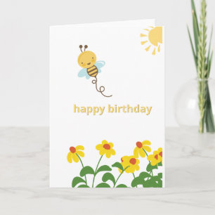 Carte d'anniversaire jolie abeille mignonne Fleur 