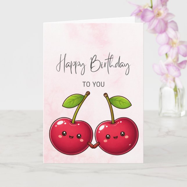 Carte d'anniversaire jolie cerise – Joyeux anniver (Orchidée)
