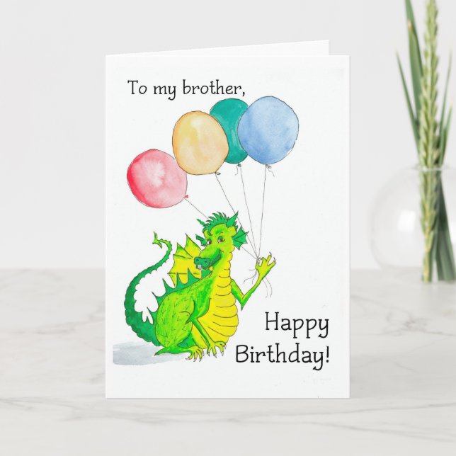 Carte d'anniversaire Jolly Green Dragon Brother (Devant)