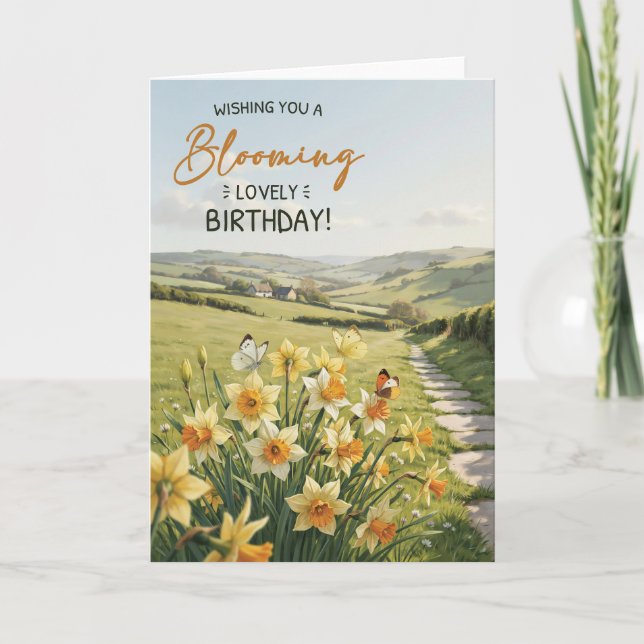 Carte d'anniversaire jonquille pour elle (Devant)