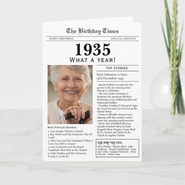Carte d'anniversaire Journal 1935 (Devant)