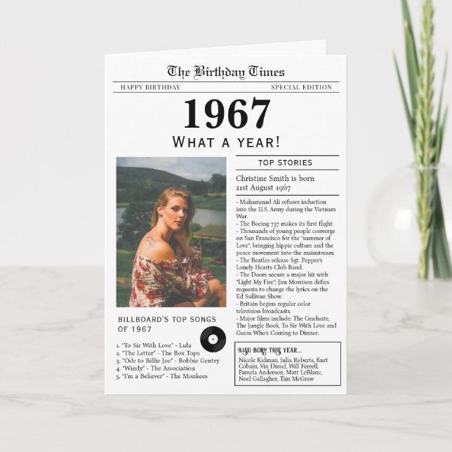 Carte d'anniversaire Journal 1967 (Devant)