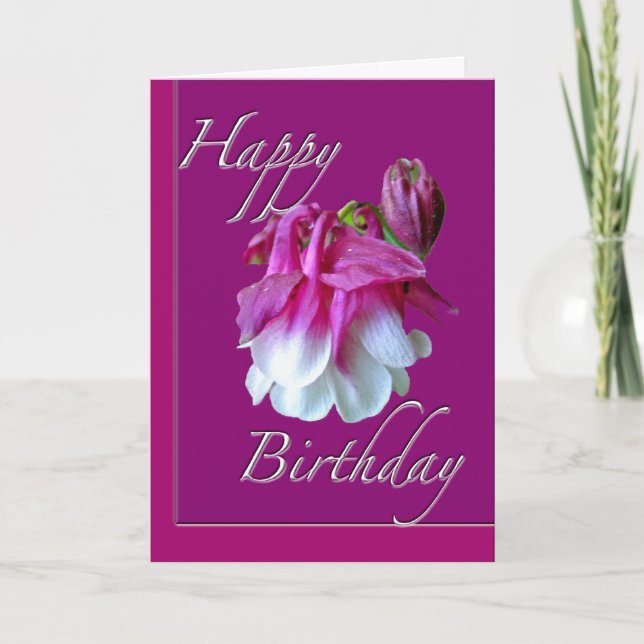 Carte d'anniversaire joyeuse à Columbine cultivée (Devant)