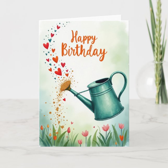 Carte d'anniversaire Joyeuse Arrosoir (Devant)