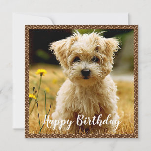 Carte d'anniversaire joyeuse aux chiots maltais