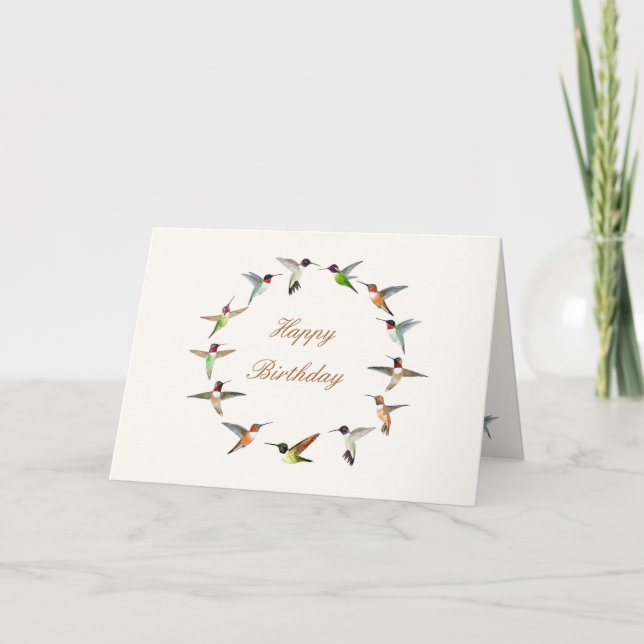Carte d'anniversaire joyeuse aux colibris (Devant)