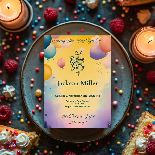 Carte d'anniversaire joyeuse avec ballon et adorab (Créateur téléchargé)