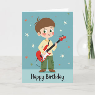 Carte d'anniversaire joyeuse avec guitare