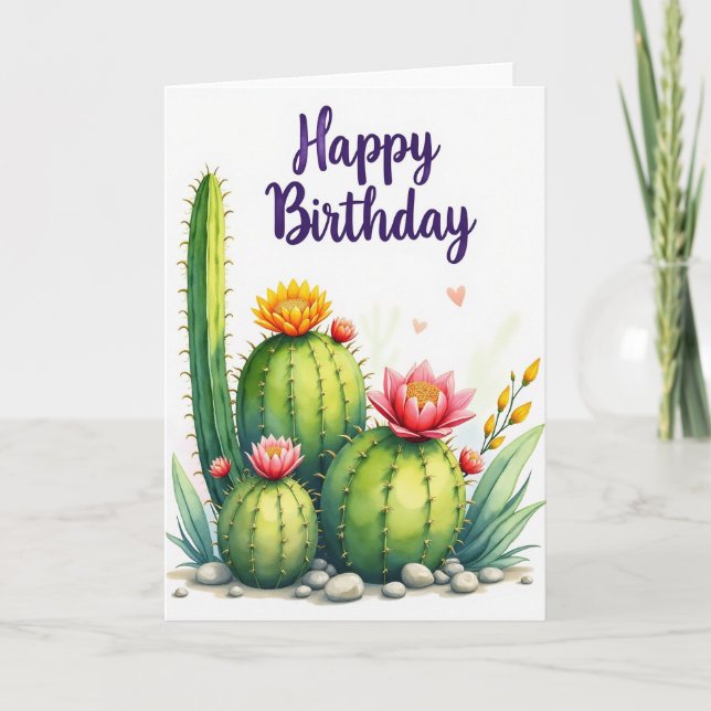 Carte d'anniversaire joyeuse avec succulente (Devant)