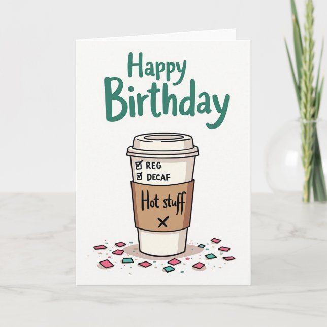 Carte d'anniversaire joyeuse avec tasse (Devant)