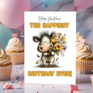 Carte d'anniversaire joyeuse avec un sanglier mign