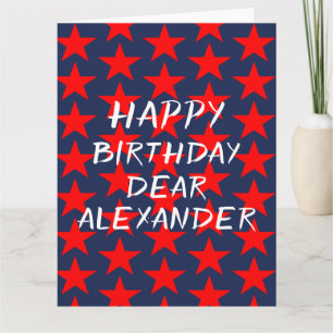 Carte d'anniversaire joyeuse bleue et rouge